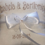 Poduszeczka na obrączki z kokardką 20x20