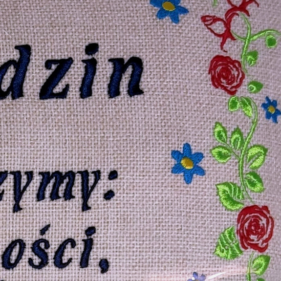 Poduszka 40x60 z życzeniami w oprawie kwiatowej