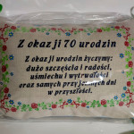 Poduszka 40x60 z życzeniami w oprawie kwiatowej