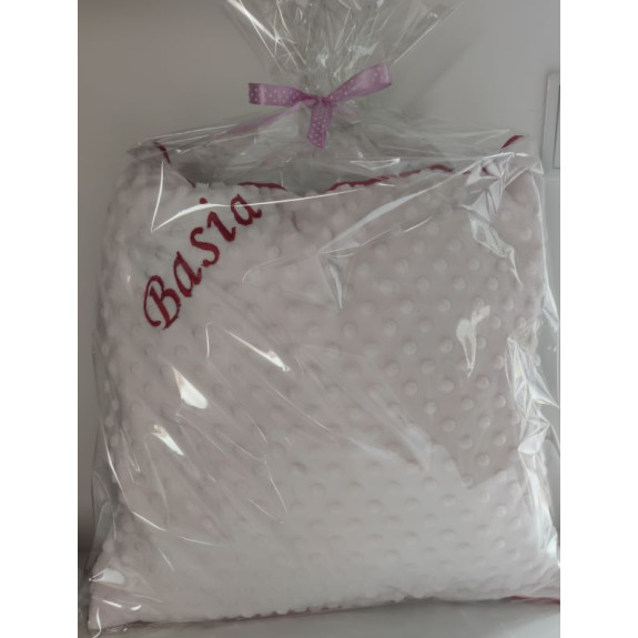 Podusia 40x40 dla dziewczynki  z imieniem i kolorową wypustką