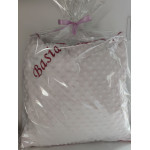 Podusia 40x40 dla dziewczynki  z imieniem i kolorową wypustką