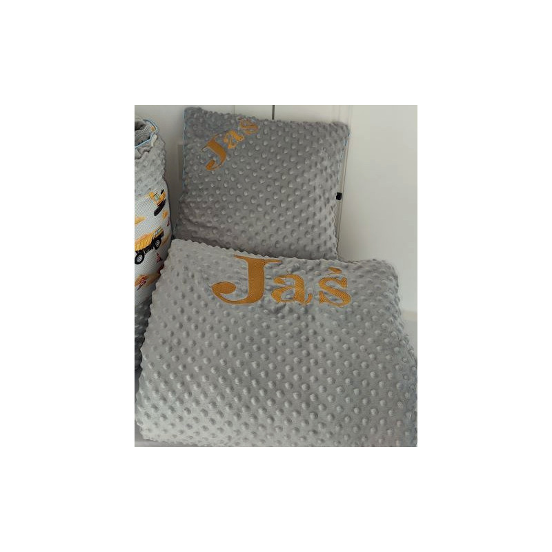 Zestaw dla chłopca z haftem - poduszka + kołdra