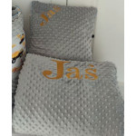 Zestaw dla chłopca z haftem - poduszka + kołdra